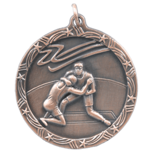 Antique Bronze Wrestling Shooting Star Medal