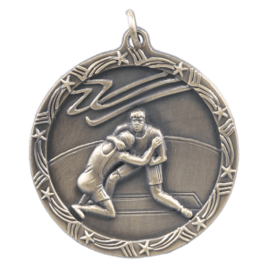 Antique Gold Wrestling Shooting Star Medal