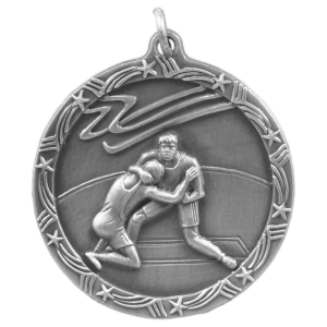 Antique Silver Wrestling Shooting Star Medal
