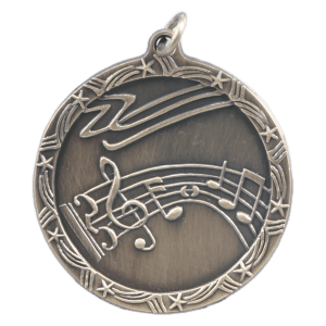 Antique Gold Music Shooting Star Medal