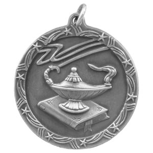 Antique Silver Lamp of Knowledge Shooting Star Medal