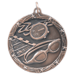 Antique Bronze Swimming Shooting Star Medal