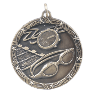 Antique Gold Swimming Shooting Star Medal