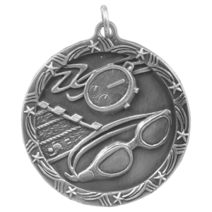 Antique Silver Swimming Shooting Star Medal