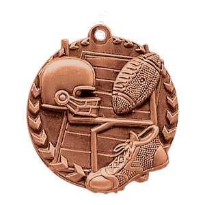 Personalized 1¾" Football Millennium Award Medal with Ribbon - Bronze