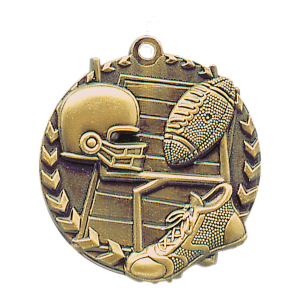 Personalized 1¾" Football Millennium Award Medal with Ribbon - Gold