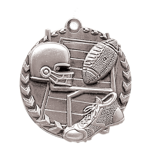 Personalized 1¾" Football Millennium Award Medal with Ribbon - Silver