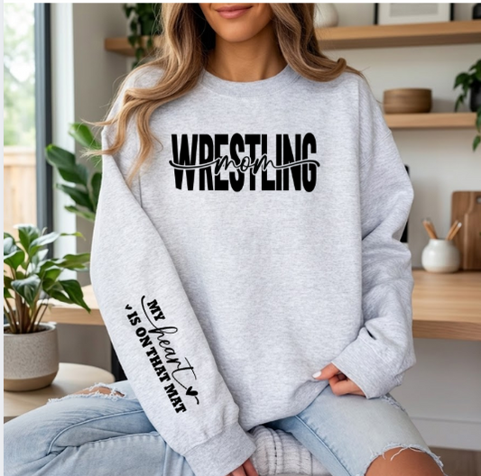 Wrestling Mom Sweatshirt with Sleeve Print