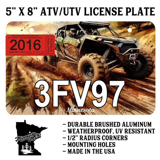 Side x Side - UTV Adventure ATV/UTV License Plate – 5" x 8" Aluminum