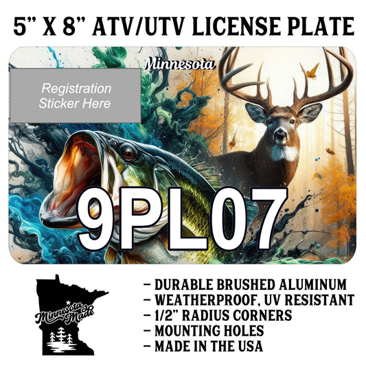 Trophy Buck and Bass ATV/UTV License Plate – 5" x 8" Aluminum