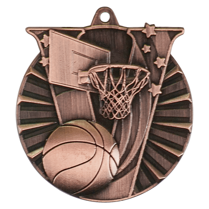 Antique Bronze 2 inch Basketball Victory Medal