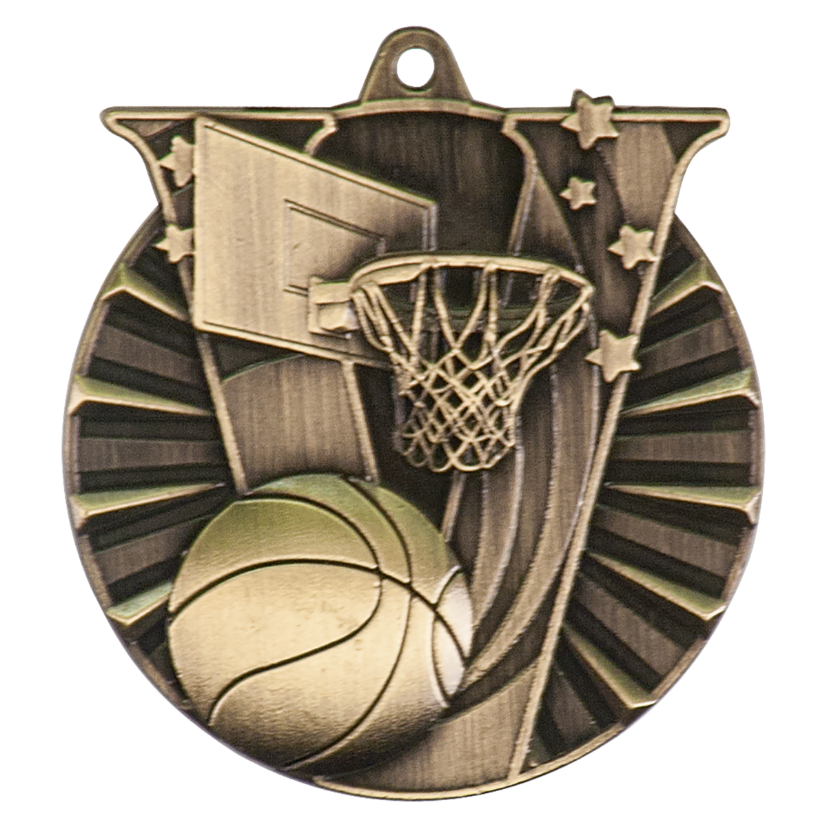 Antique Gold 2 inch Basketball Victory Medal