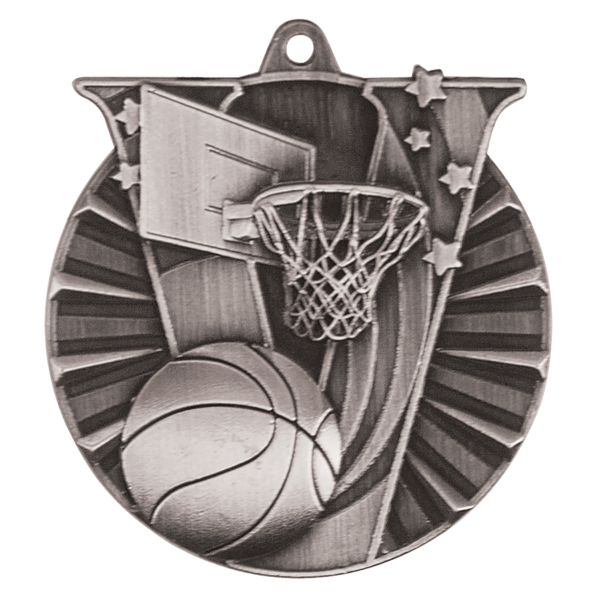 Antique Silver 2 inch Basketball Victory Medal
