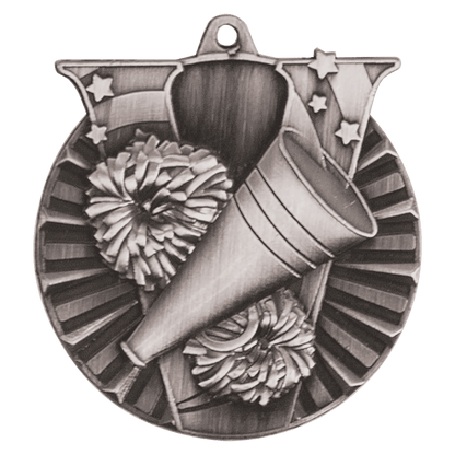 Antique Silver 2 inch Cheer Victory Medal