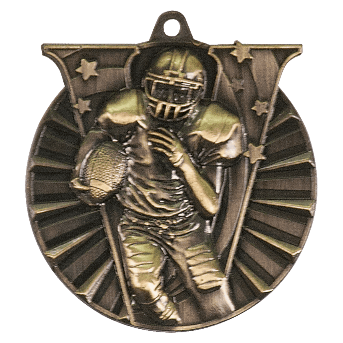 Antique Gold 2 inch Football Victory Medal