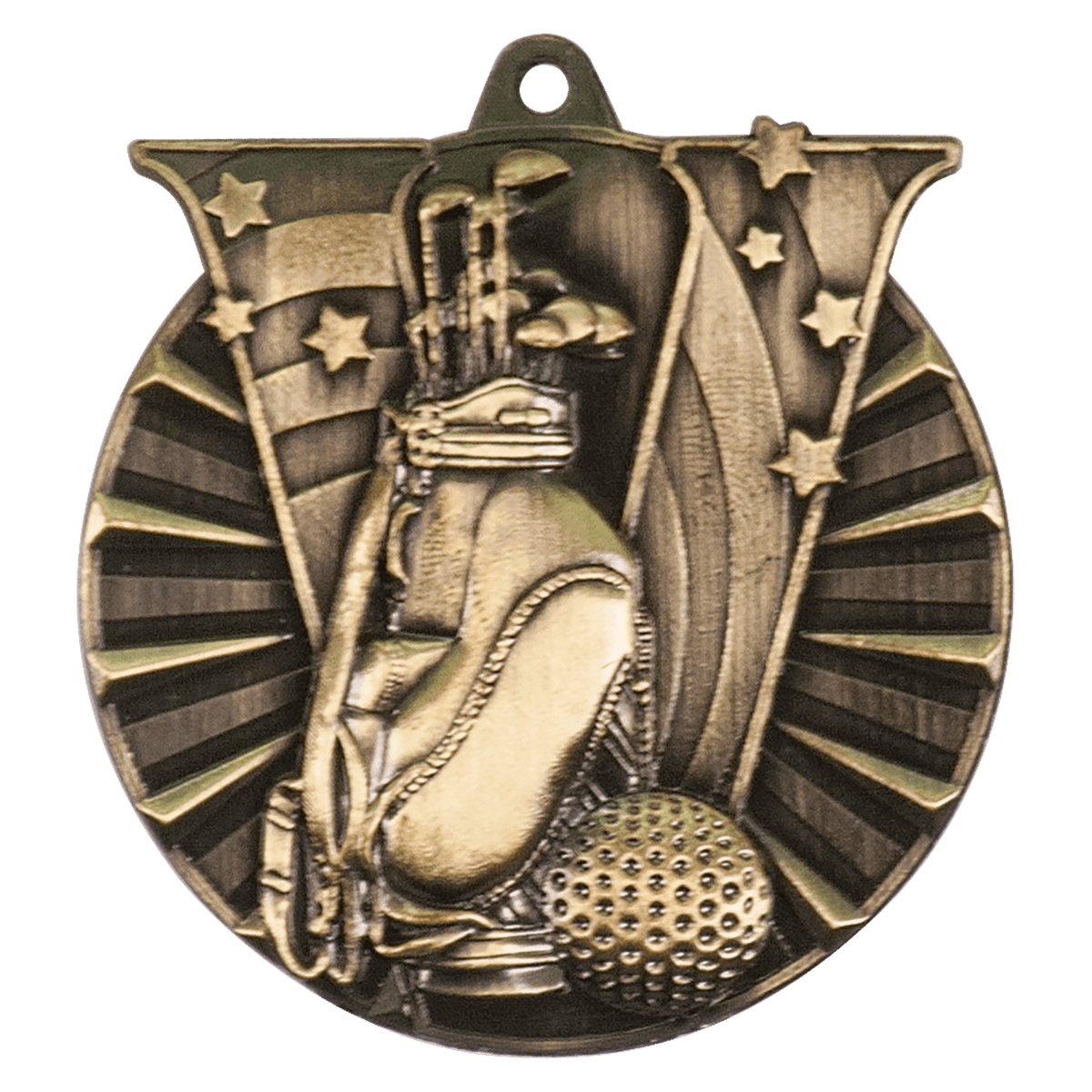Antique Gold 2 inch Golf Victory Medal
