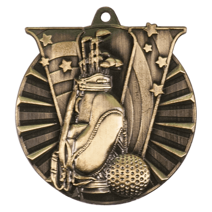 Antique Gold 2 inch Golf Victory Medal