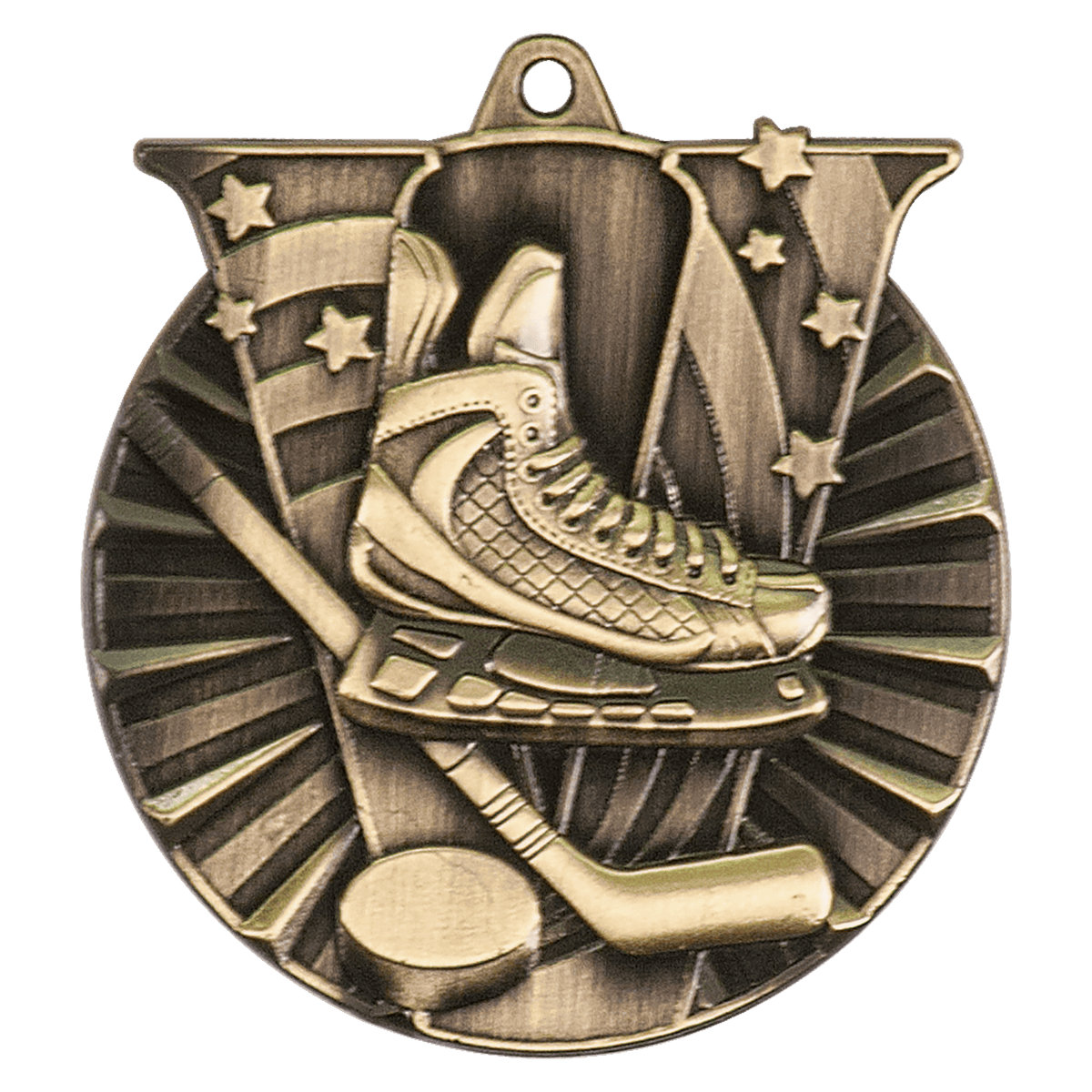 Antique Gold 2 inch Hockey Victory Medal