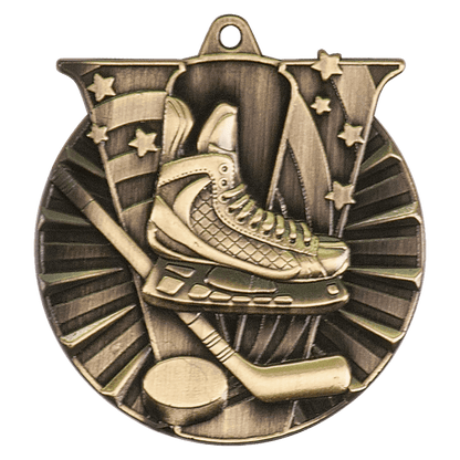 Antique Gold 2 inch Hockey Victory Medal