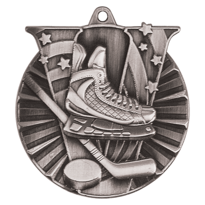 Antique Silver 2 inch Hockey Victory Medal