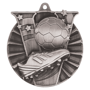 Antique Silver 2 inch Soccer Victory Medal