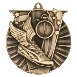 Antique Gold 2 inch Track Victory Medal