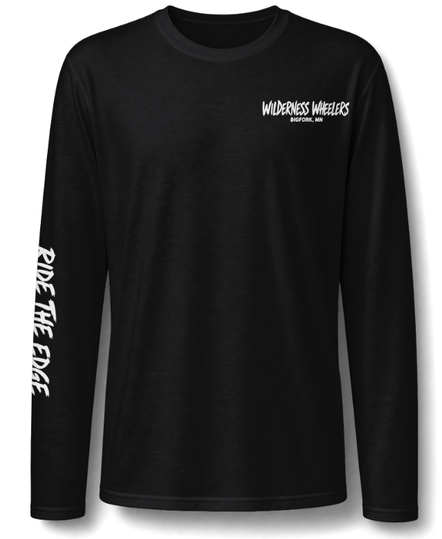 Wilderness Wheelers Ride the Edge Long Sleeve Shirt – White Print