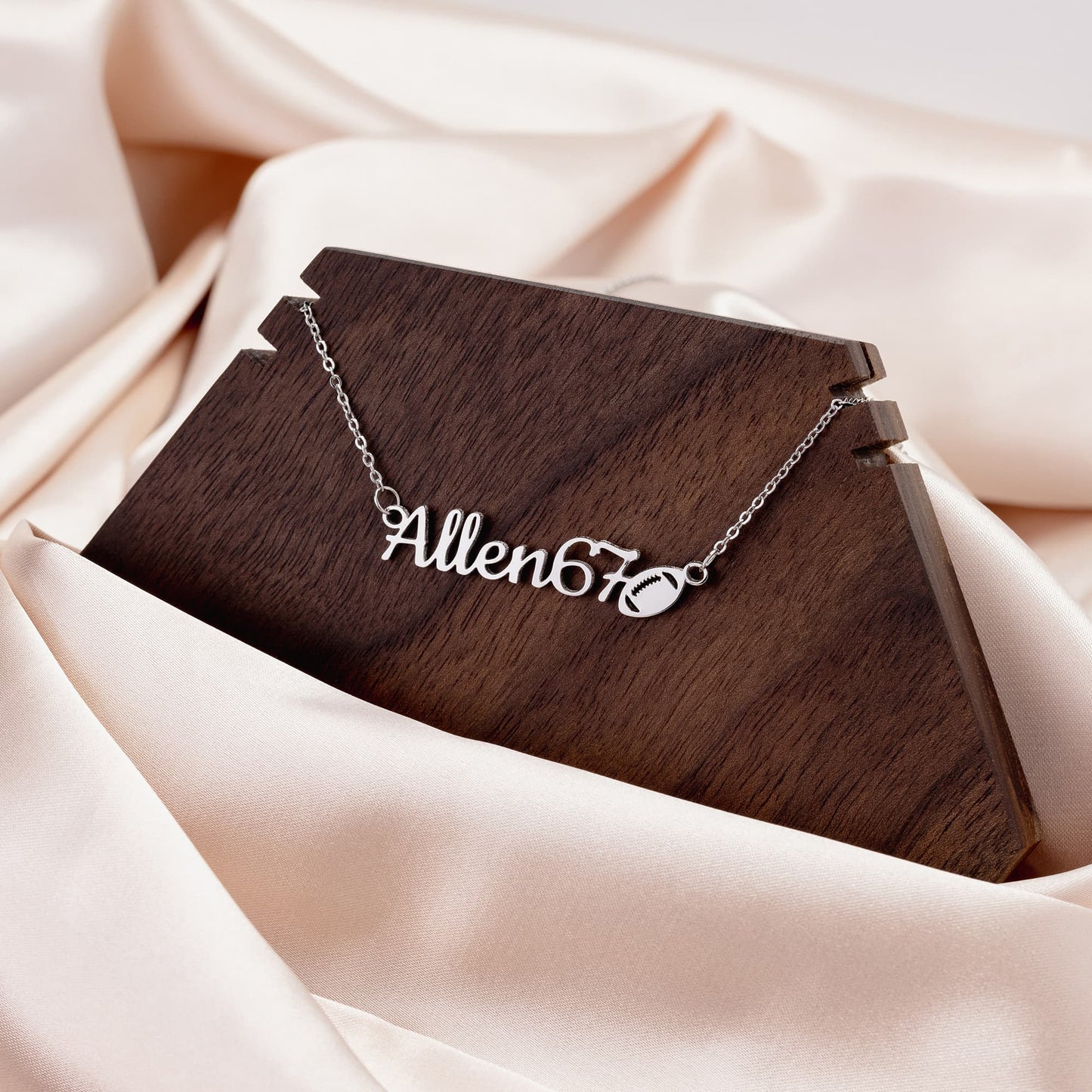 Football Mom Stainless Steel Necklace - Custom Name