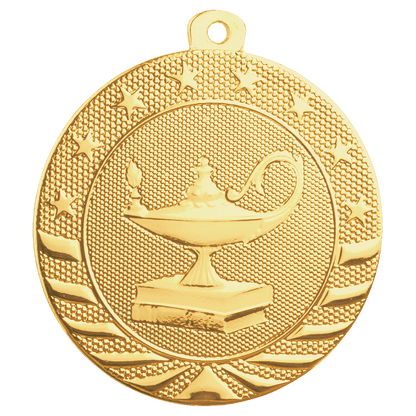 Gold Lamp of Knowledge Starbrite medal front