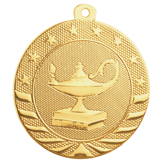 Gold Lamp of Knowledge Starbrite medal front