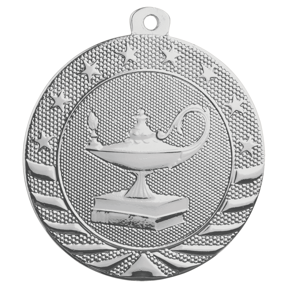 Silver Lamp of Knowledge Starbrite medal front