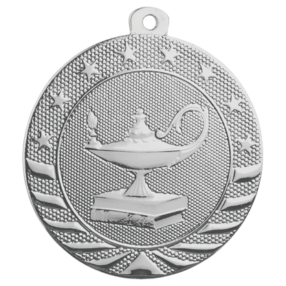 Silver Lamp of Knowledge Starbrite medal front