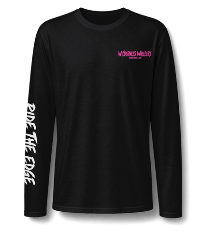 Wilderness Wheelers Ride the Edge Long Sleeve Shirt – Black With Color Choice of Print