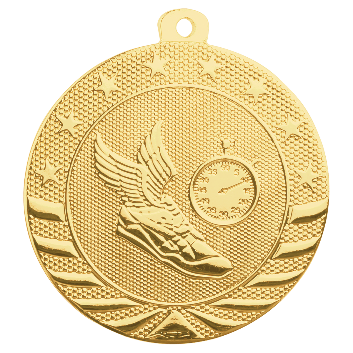 Gold Starbrite track and field medal