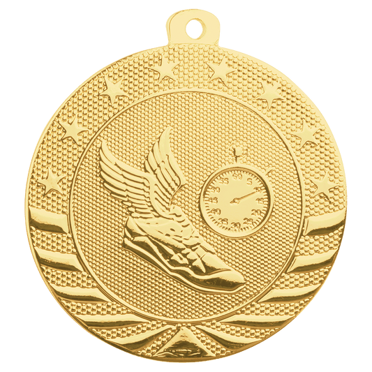 Gold Starbrite track and field medal