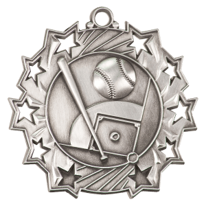 Antique Silver Baseball/Softball Ten Star Medal