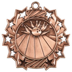 Antique Bronze Bowling Ten Star Medal