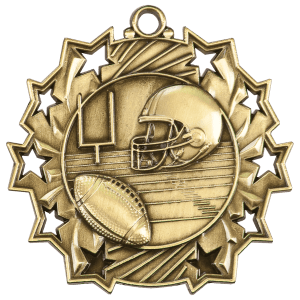 Antique Gold Football Ten Star Medal