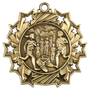 Antique Gold Cross Country Ten Star Medal