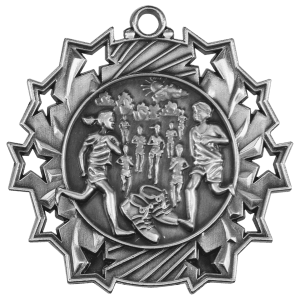 Antique Silver Cross Country Ten Star Medal
