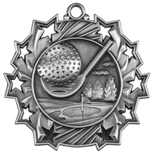 Antique Silver Golf Ten Star Medal