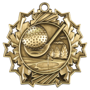 Antique Gold Golf Ten Star Medal