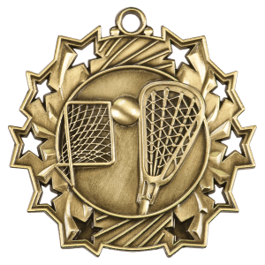 Antique Gold Lacrosse Ten Star Medal