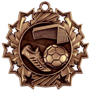 Antique Bronze 2 1/4 inch Soccer Ten Star Medal