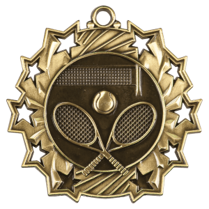 Antique Gold 2 1/4 inch Tennis Ten Star Medal