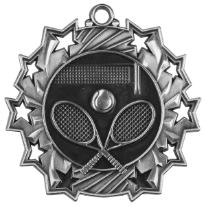 Antique Silver 2 1/4 inch Tennis Ten Star Medal