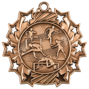Antique Bronze 2 1/4 inch Track & Field Ten Star Medal