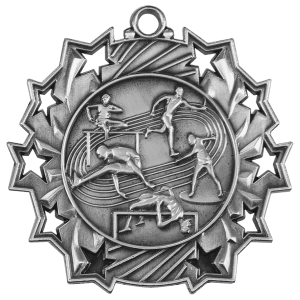 Antique Silver 2 1/4 inch Track & Field Ten Star Medal