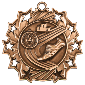 Antique Bronze 2 1/4 inch Track Ten Star Medal