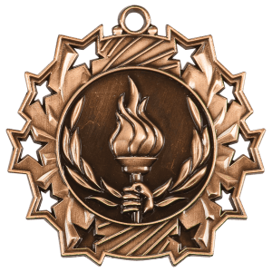 Antique Bronze 2 1/4 inch Victory Ten Star Medal